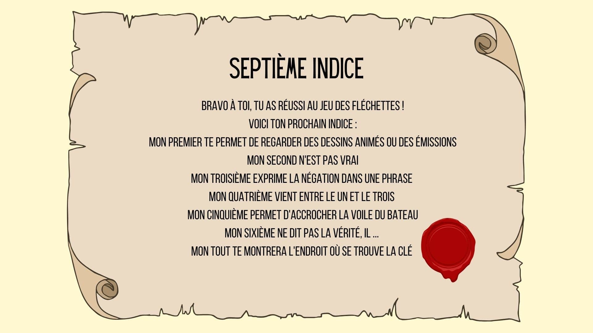 septieme indice chasse aux tresors
