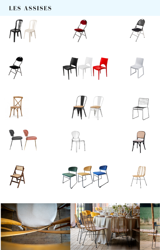 Exemple de chaises proposées