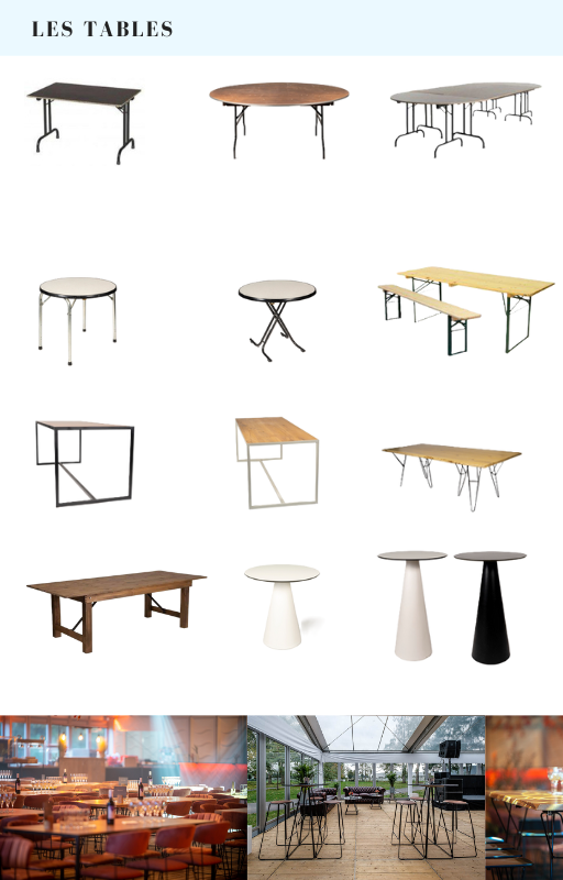 Exemple de tables proposées