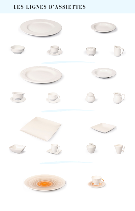 Exemple de gammes de vaisselle proposées