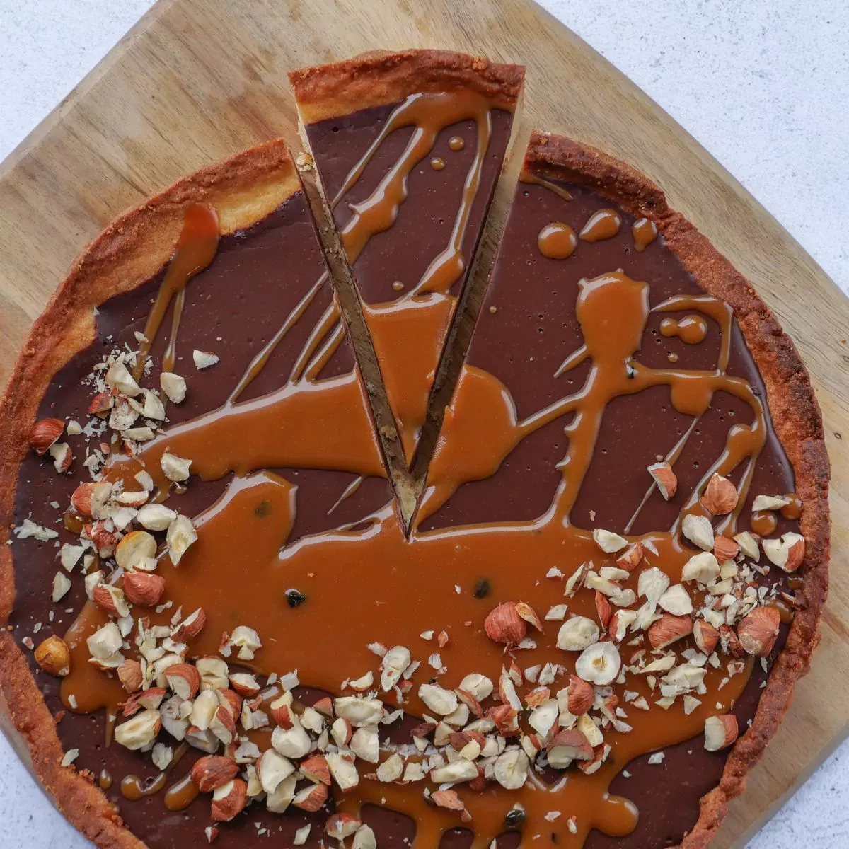 Tarte Choco-rhum, caramel piment