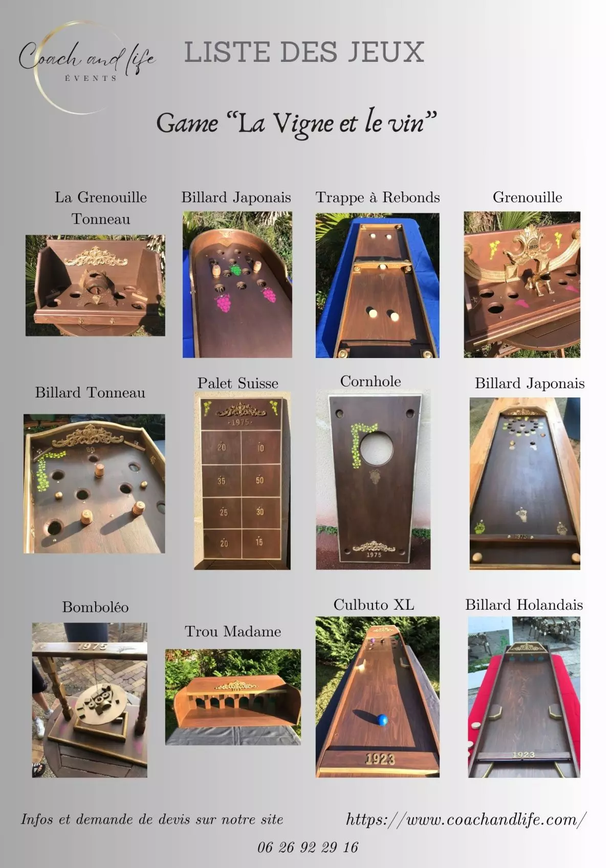 Jeux Bois Thème la vigne et le vin