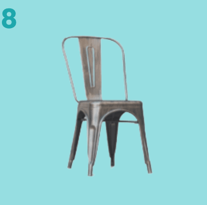 8 - Chaise métal l 44 x p 50 x h 89,5 cm