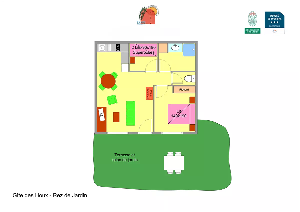 Plan du gîte des Houx