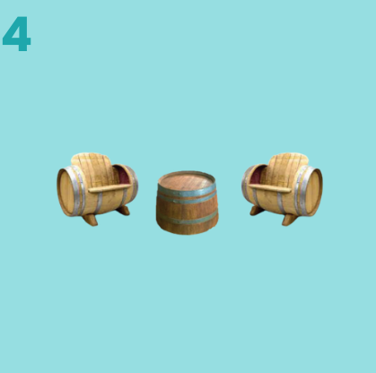 4 – Salon barrique 2 fauteuils + table basse
