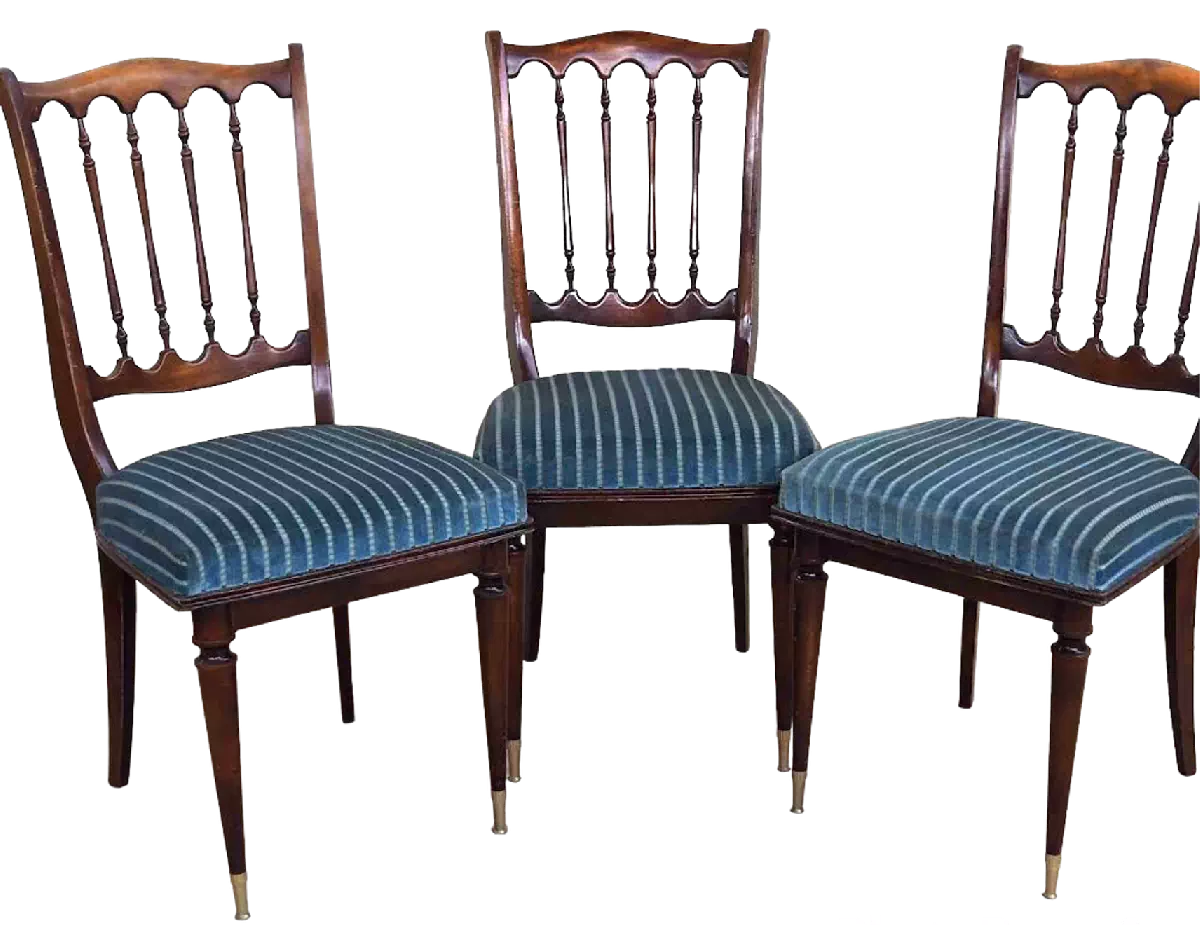 Chaise bois assise velours - 8 disponibles