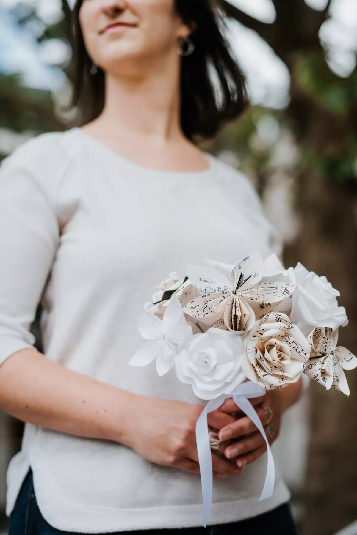 Bouquet Mélodie - bouquets de fleurs en papier origami et papier à musique recyclé