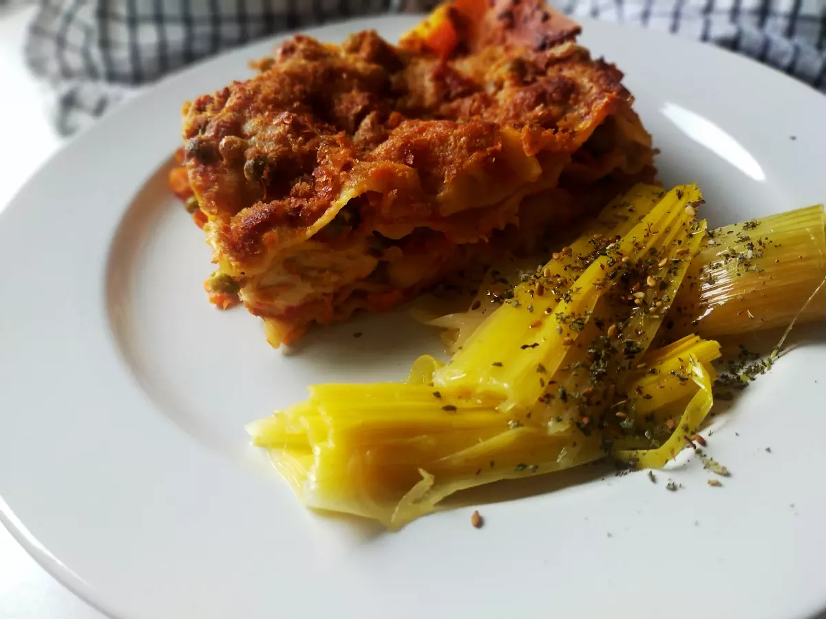 Exemple de plat - Lasagnes et poireaux vinaigrette