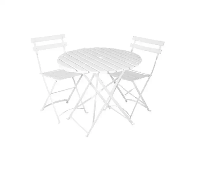 Table et chaise lattée blanche