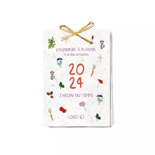 Calendrier 13 graines en papier ensemencé à planter Made in France - format A6