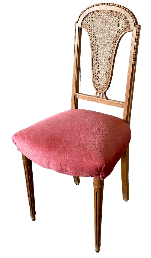 Chaise bois assise velours rose - 1 disponible 