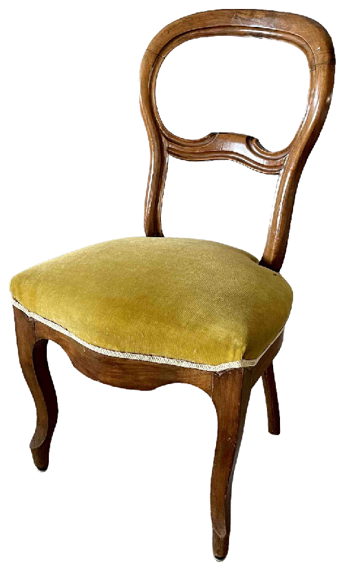 Chaise bois assise velours jaune - 1 disponible 