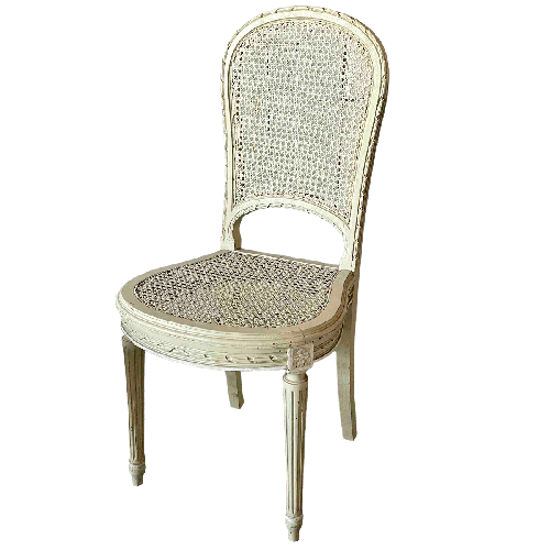 Chaise bois cannée blanche - 1 disponible 