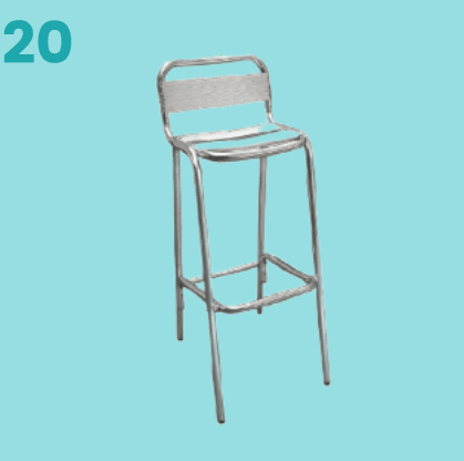 20 - chaise de bar l 43 x p 51 x h 100 cm