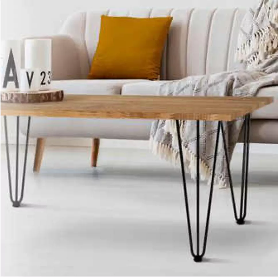 Exemple de table bas en bois pieds métal noir - 4 disponibles 