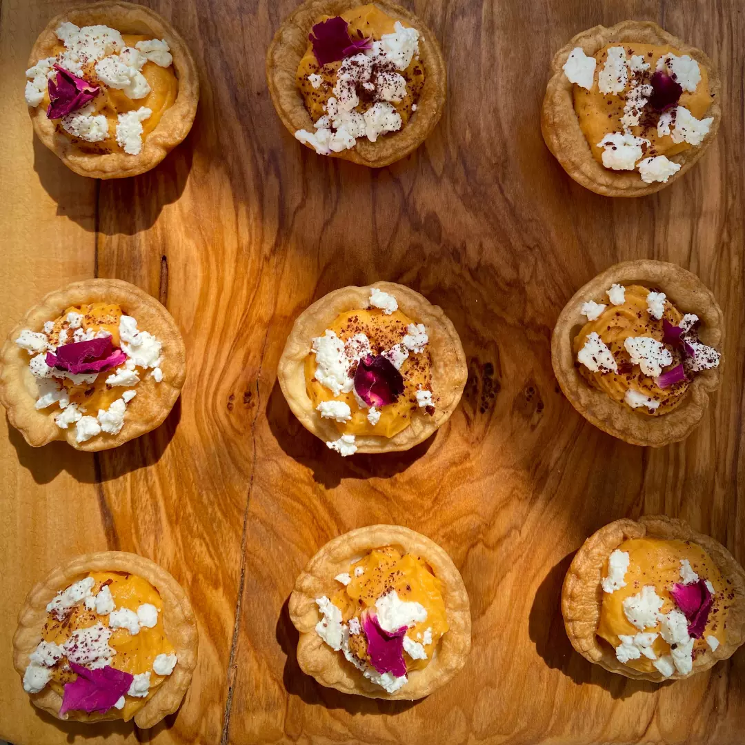 Tartelettes crème de patate douce harissa