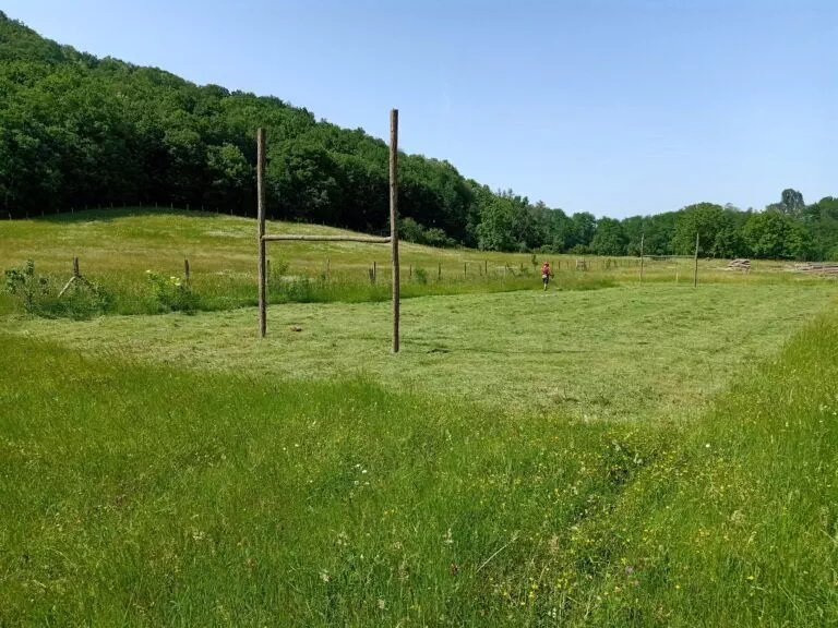 Le terrain de rugby sur la prairie