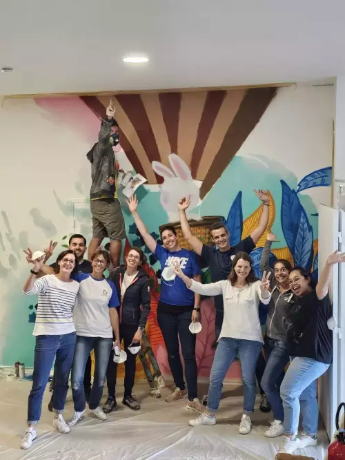 Fresque participative graffiti et teambuilding artistique