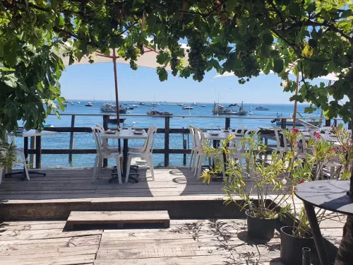 Vue sur l'eau depuis la terrasse