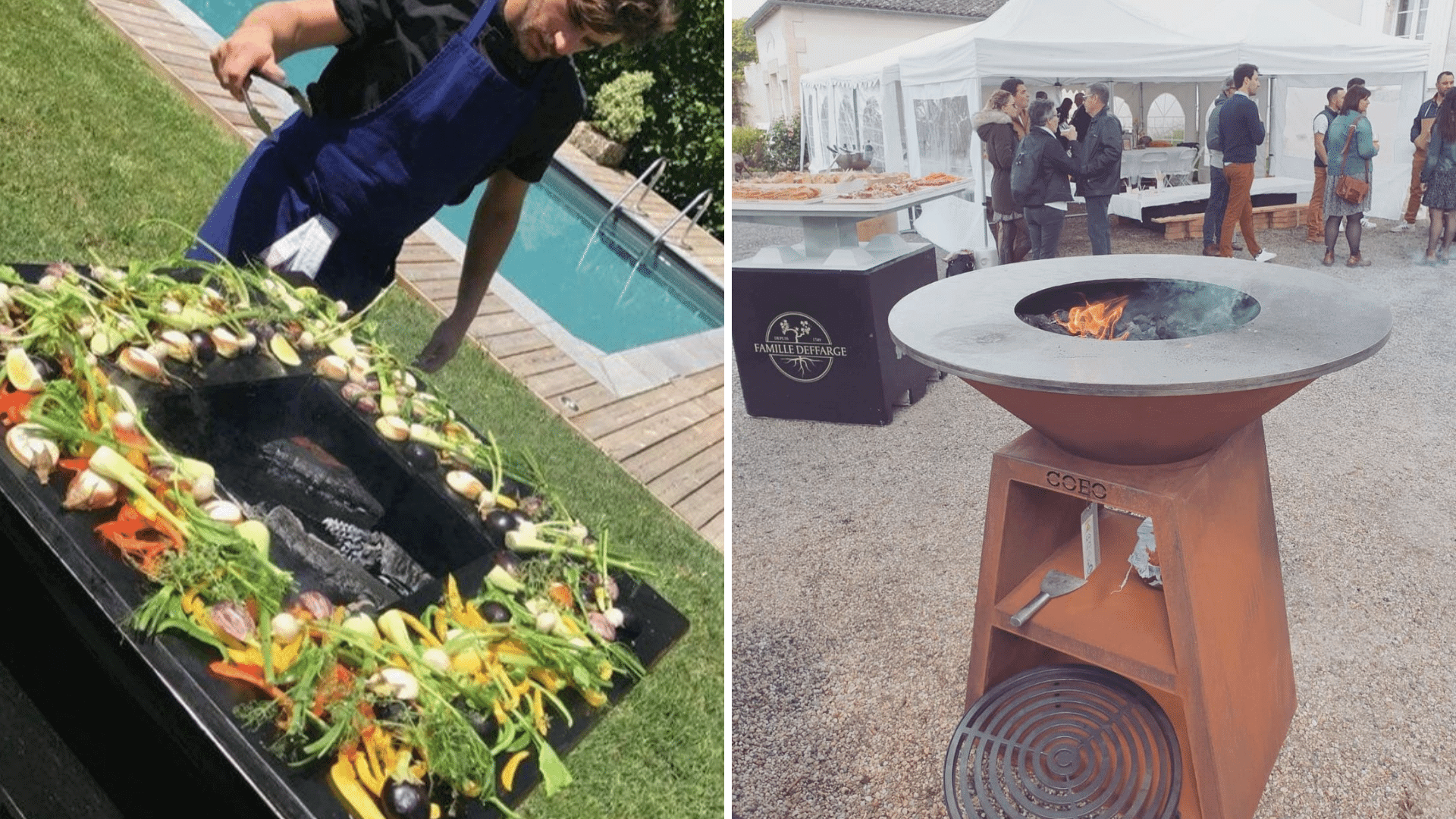 Brasero : barbecue en cercle avec un cuisinier