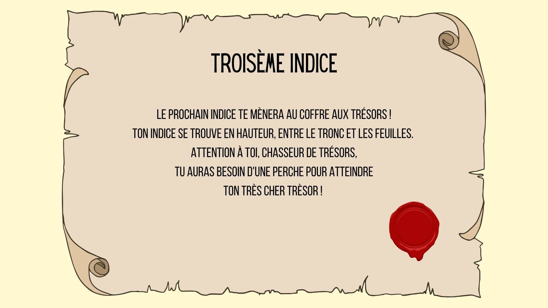 indice trois chasse aux tresors enfants