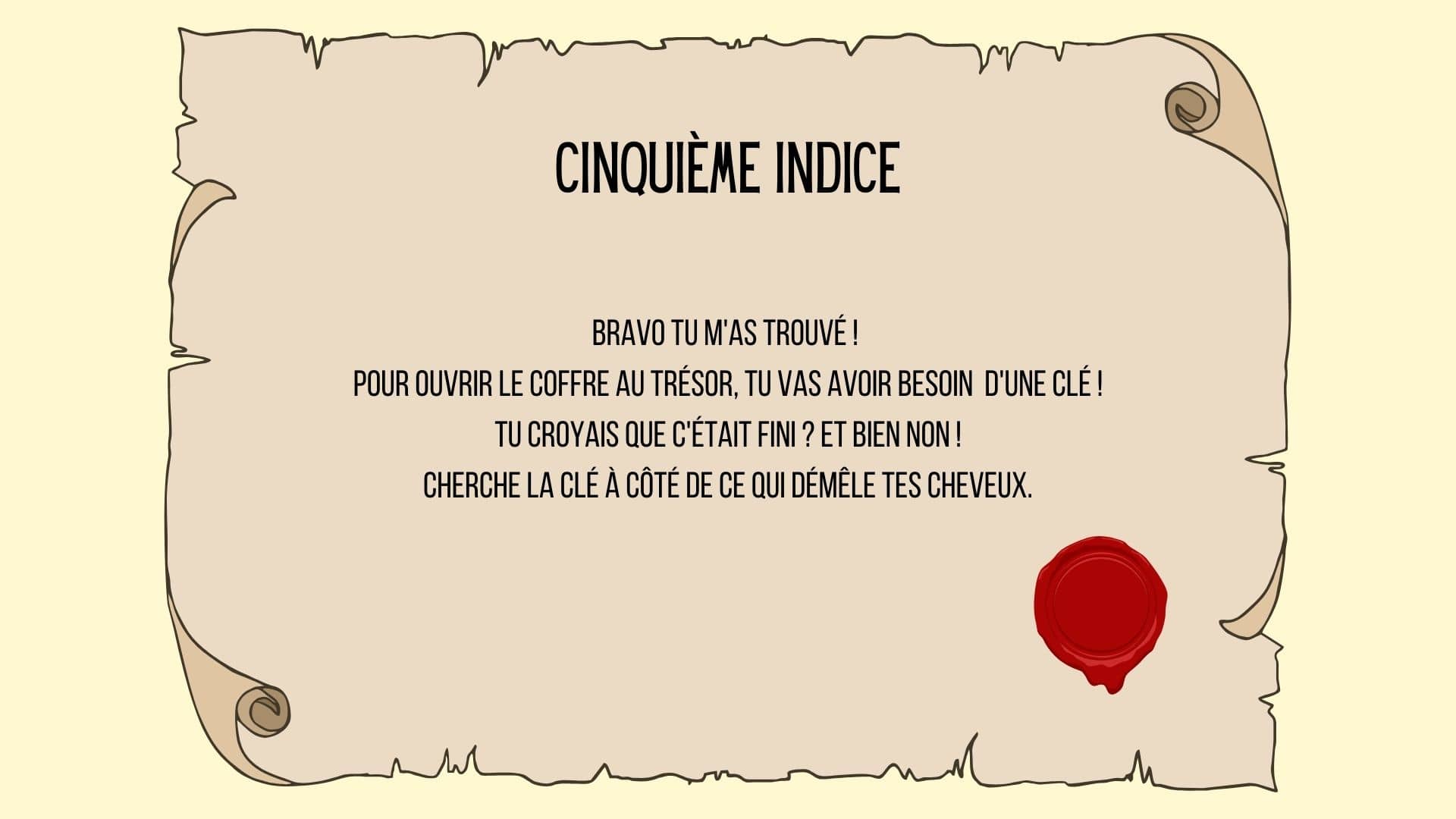 indice cinq chasse aux tresors