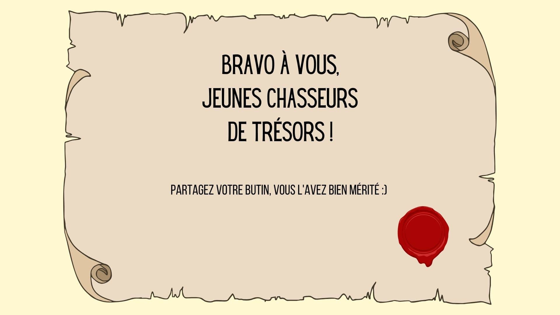 fin chasse aux tresors enfants
