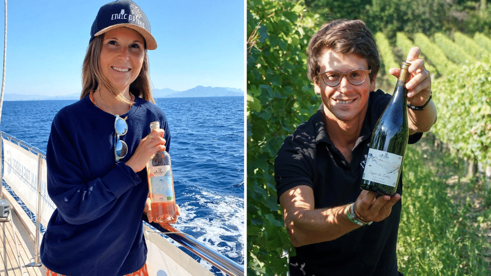 Les deux fondateurs d'EthicDrinks dans les vignes
