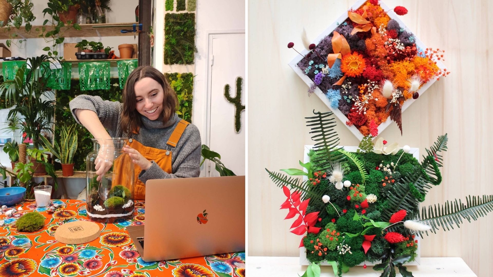 photo représentant une femme en train de réaliser un terrarium