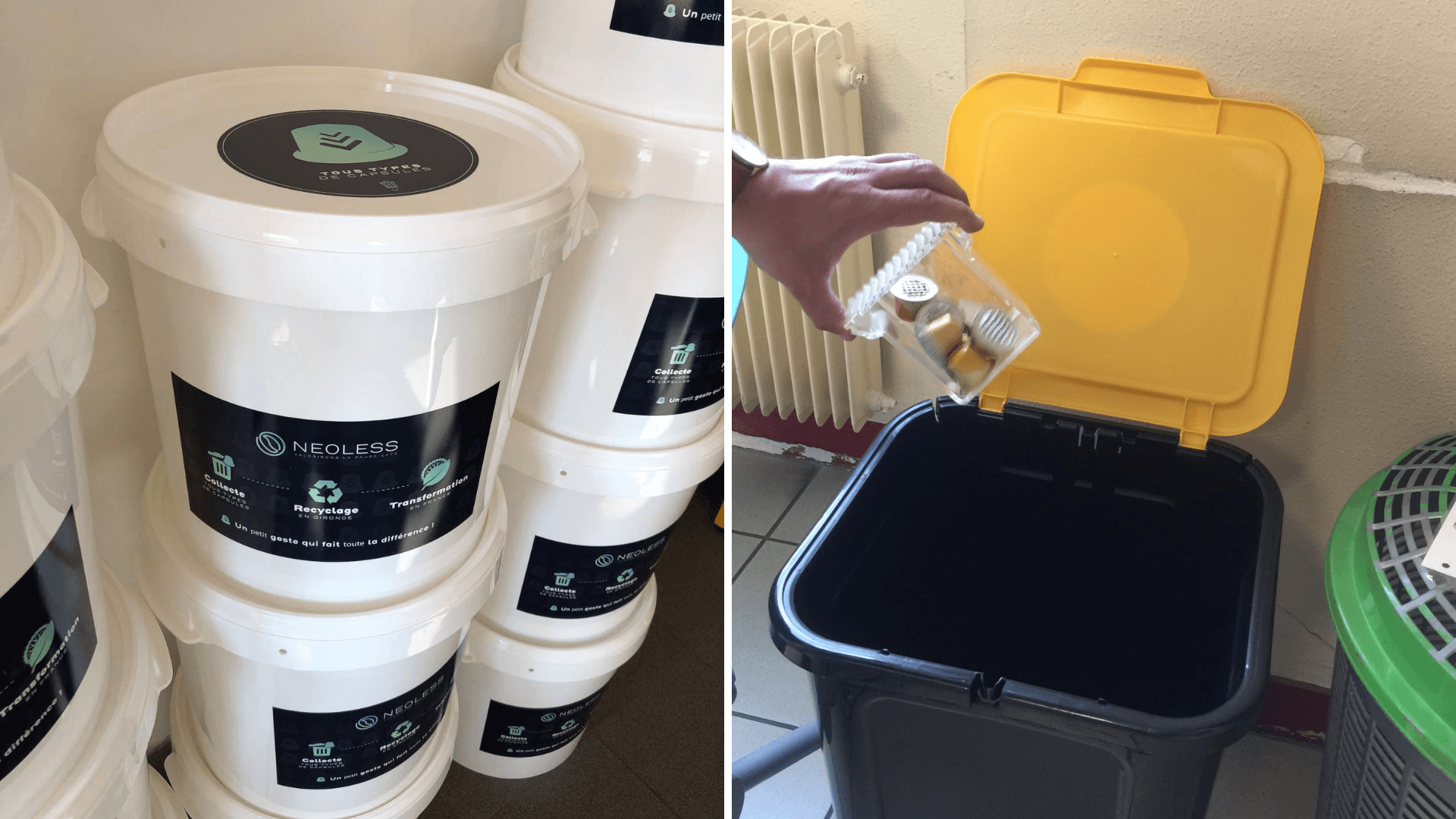 Seau de récupération des capsules de café usagées