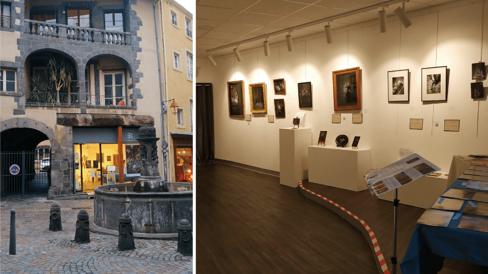 Façade et intérieur de la galerie d'art Voclanic'Arts