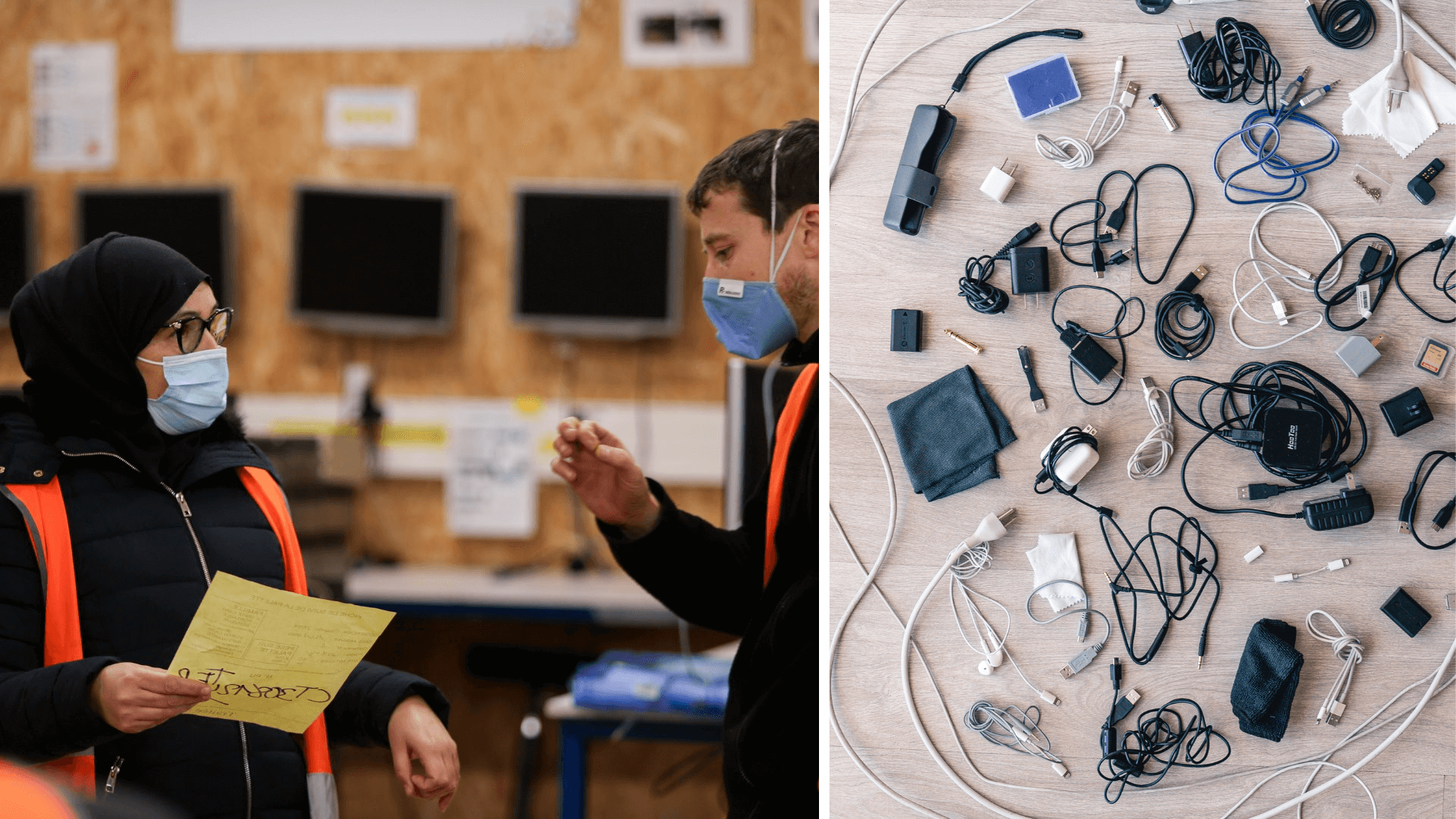 Personne triant et recyclant le matériel informatique chez Zack entreprise qui recycle le matériel informatique