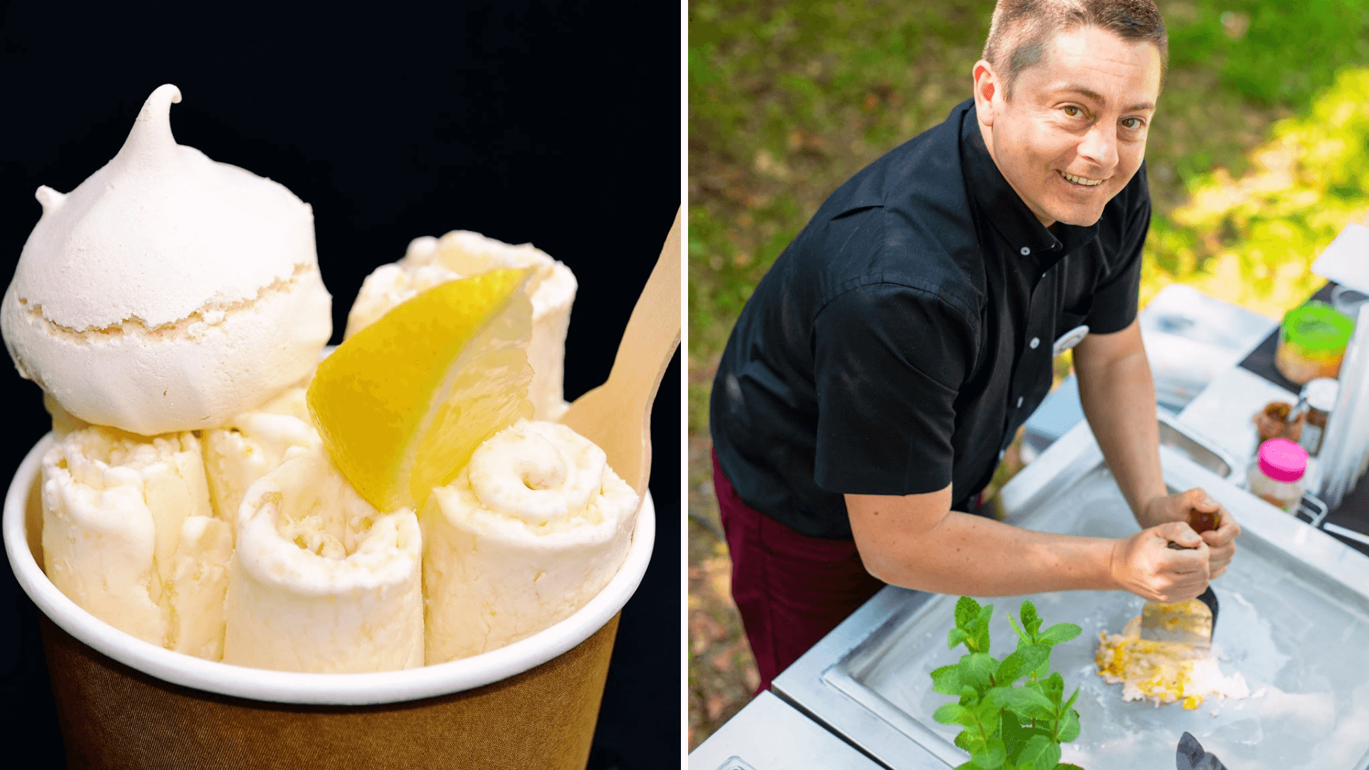 Glaces roulées et meringue citron