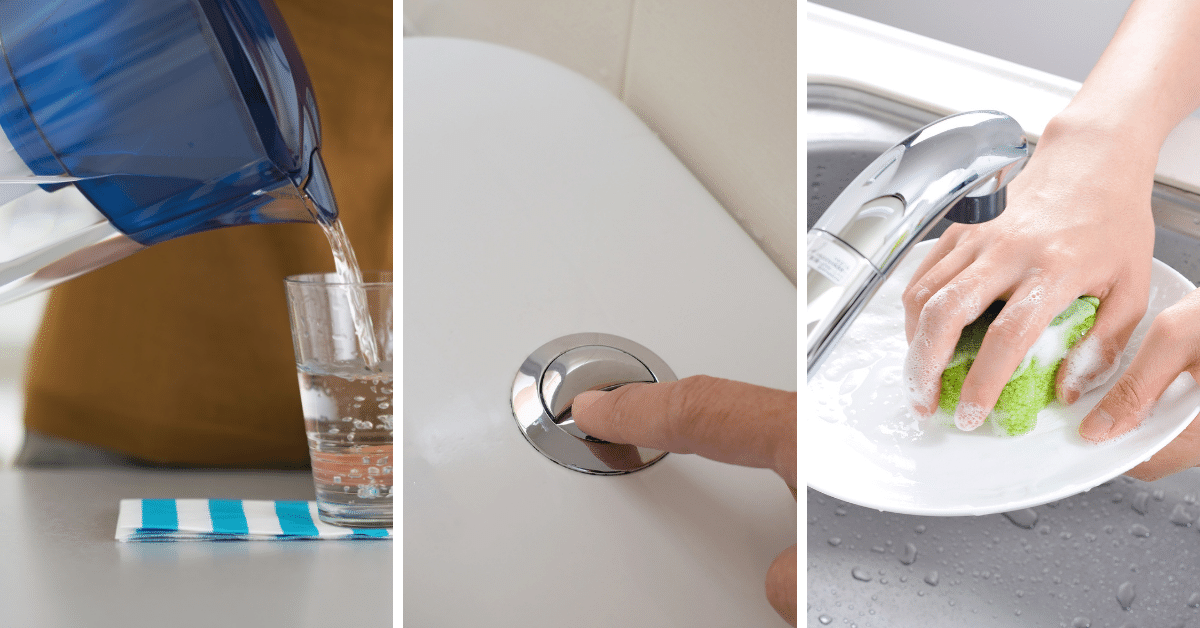 Carafe filtrante, bouton double chasse d'eau et vaisselle à la main : économiser eau