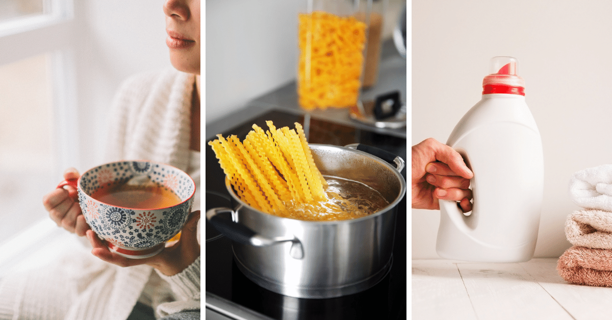 Thé, pâtes qui cuisent dans de l'eau et lessive faite maison : économiser eau