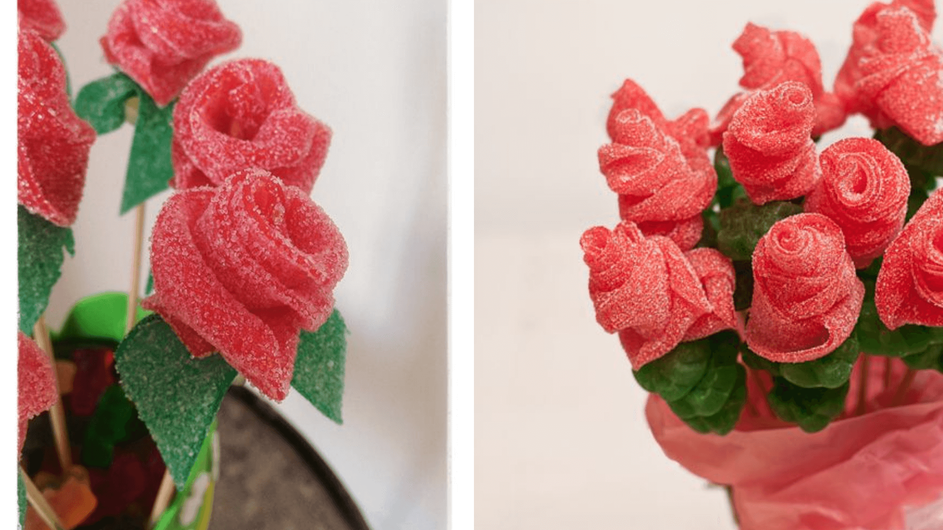 bouquet de roses en bonbon