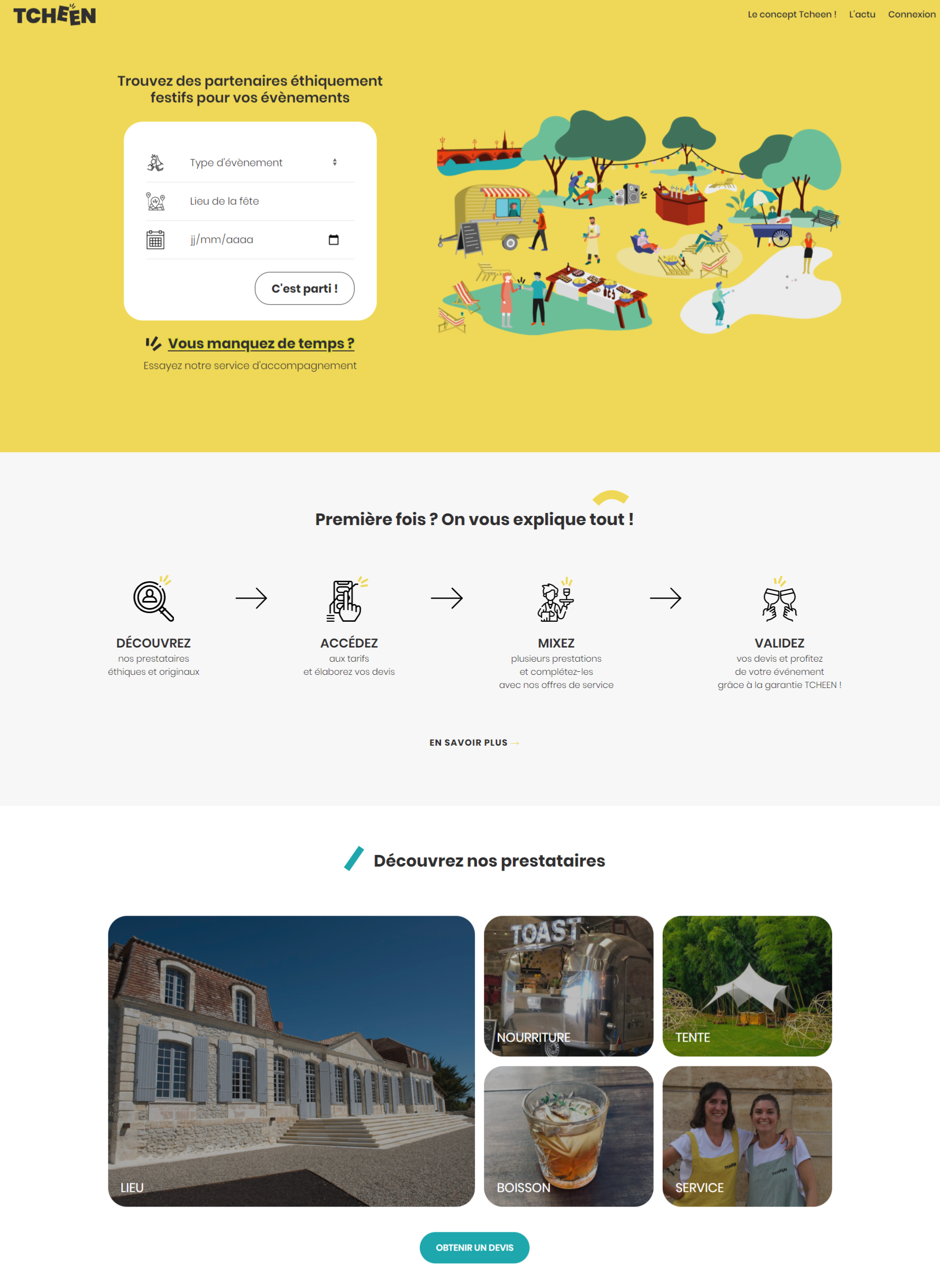 home page de la V2 du site de tcheen 