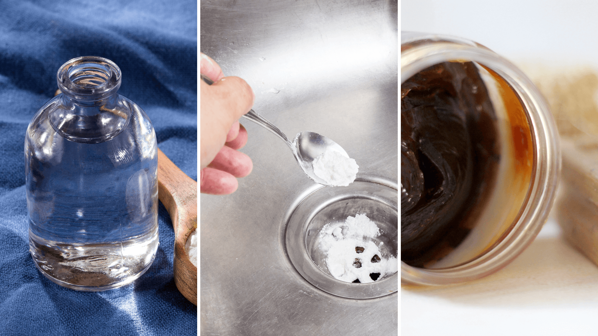 3 produits ménagers : vinaigre blanc, bicarbonate de soude, savon noir : Après la fête : nos astuces pour un ménage éco-responsable !