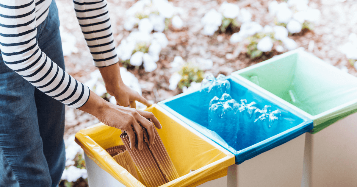 Tri des déchets dans différentes poubelles : Recycler gagner argent