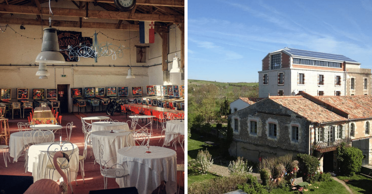 Intérieur et extérieur d'une ancienne minoterie. Effet industrielle